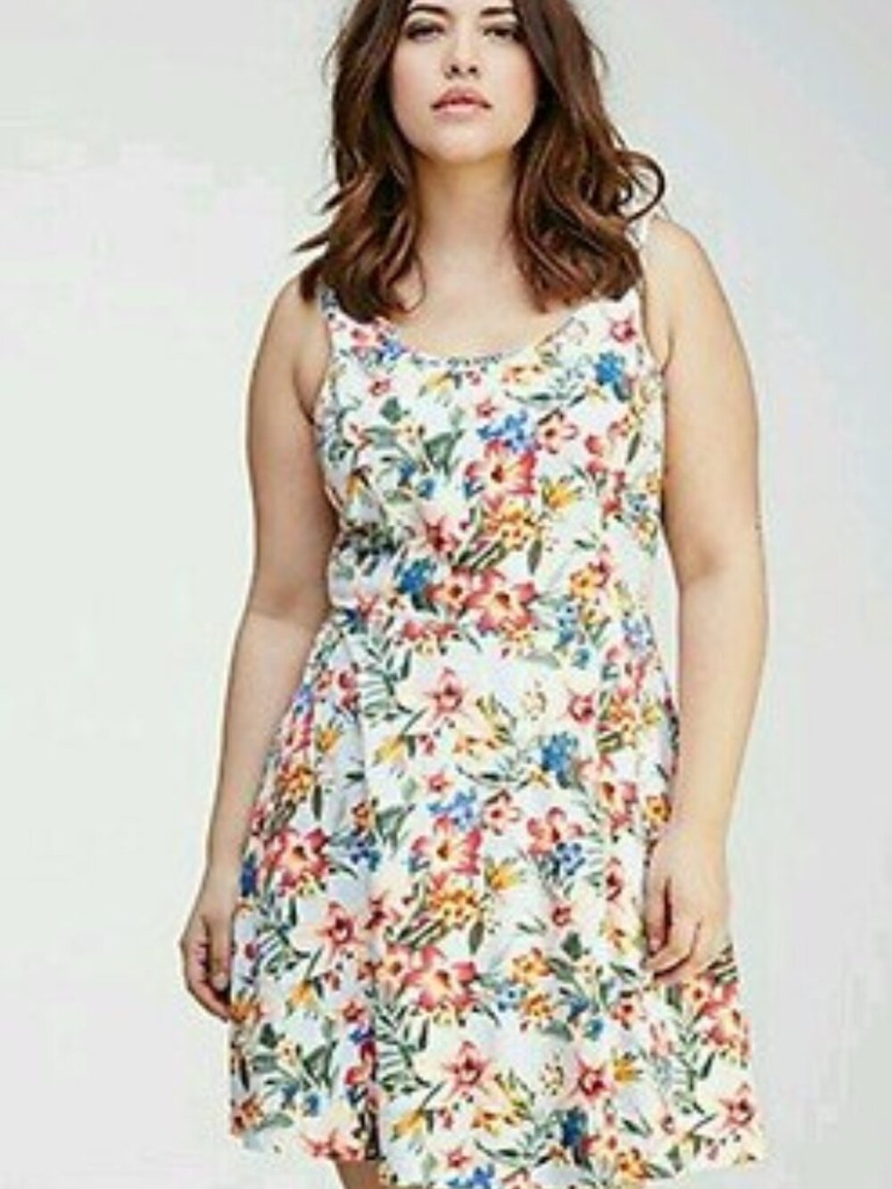 Forever 21 Plus Tropical Floral Lace Back Fit & Flare Skater Dress 1X